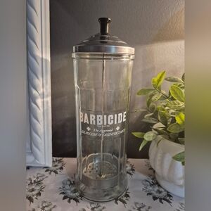Classic Circa 1970's Vintage Barber Shop Disinfectant Germicide Sterilizer Glass